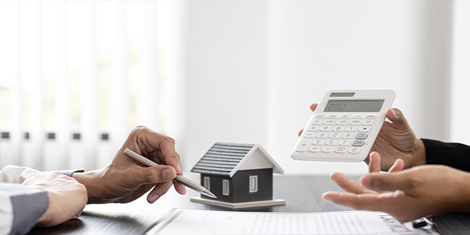 calculator and house