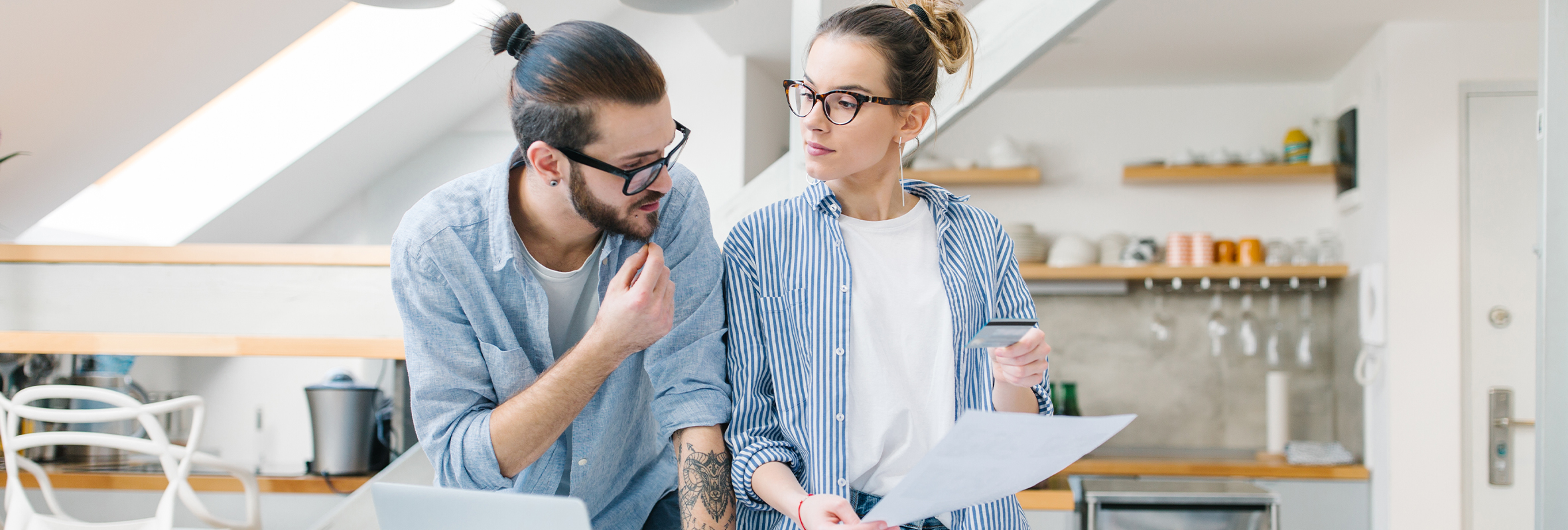 couple reviewing finances 