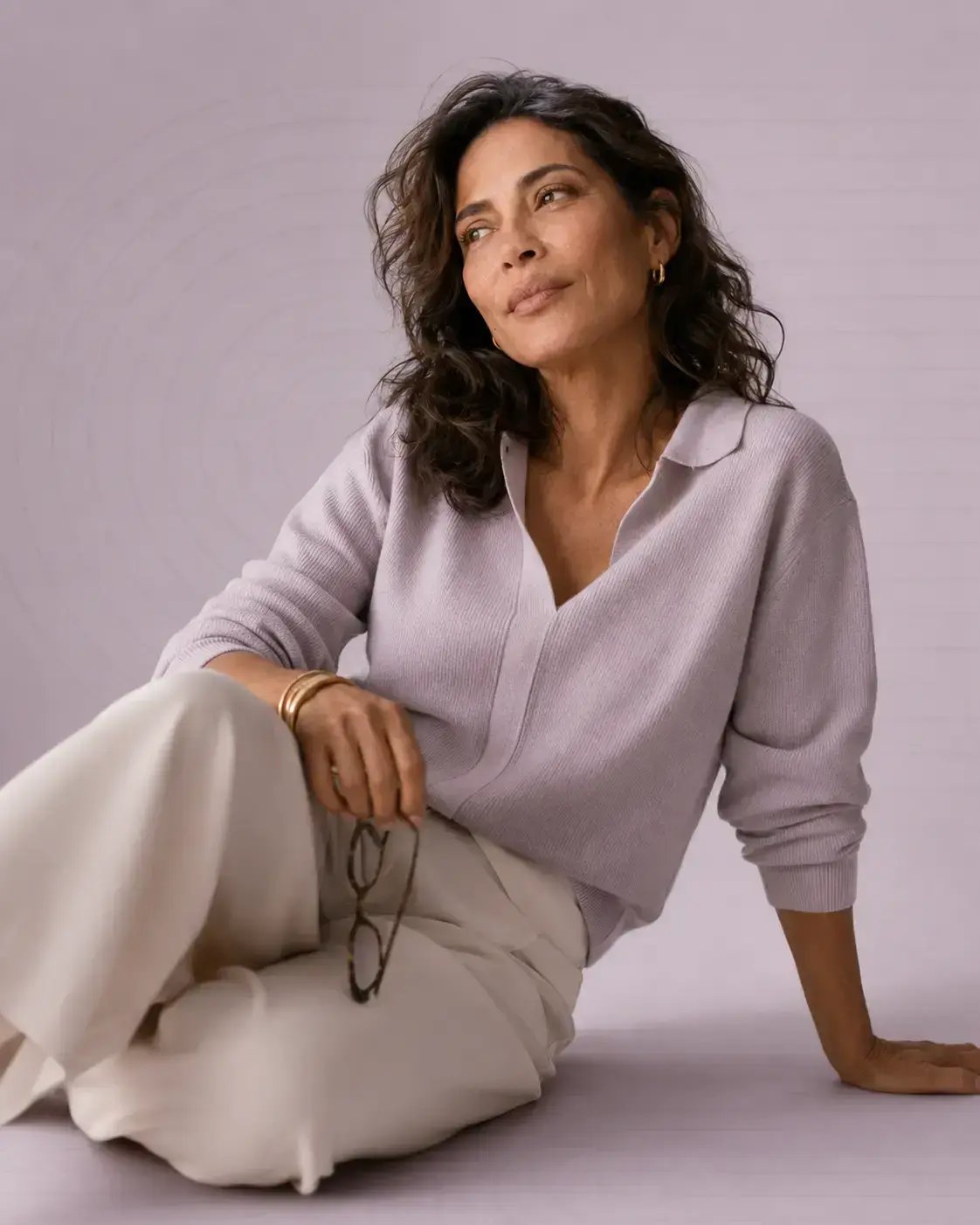 Woman-in-purple-sitting