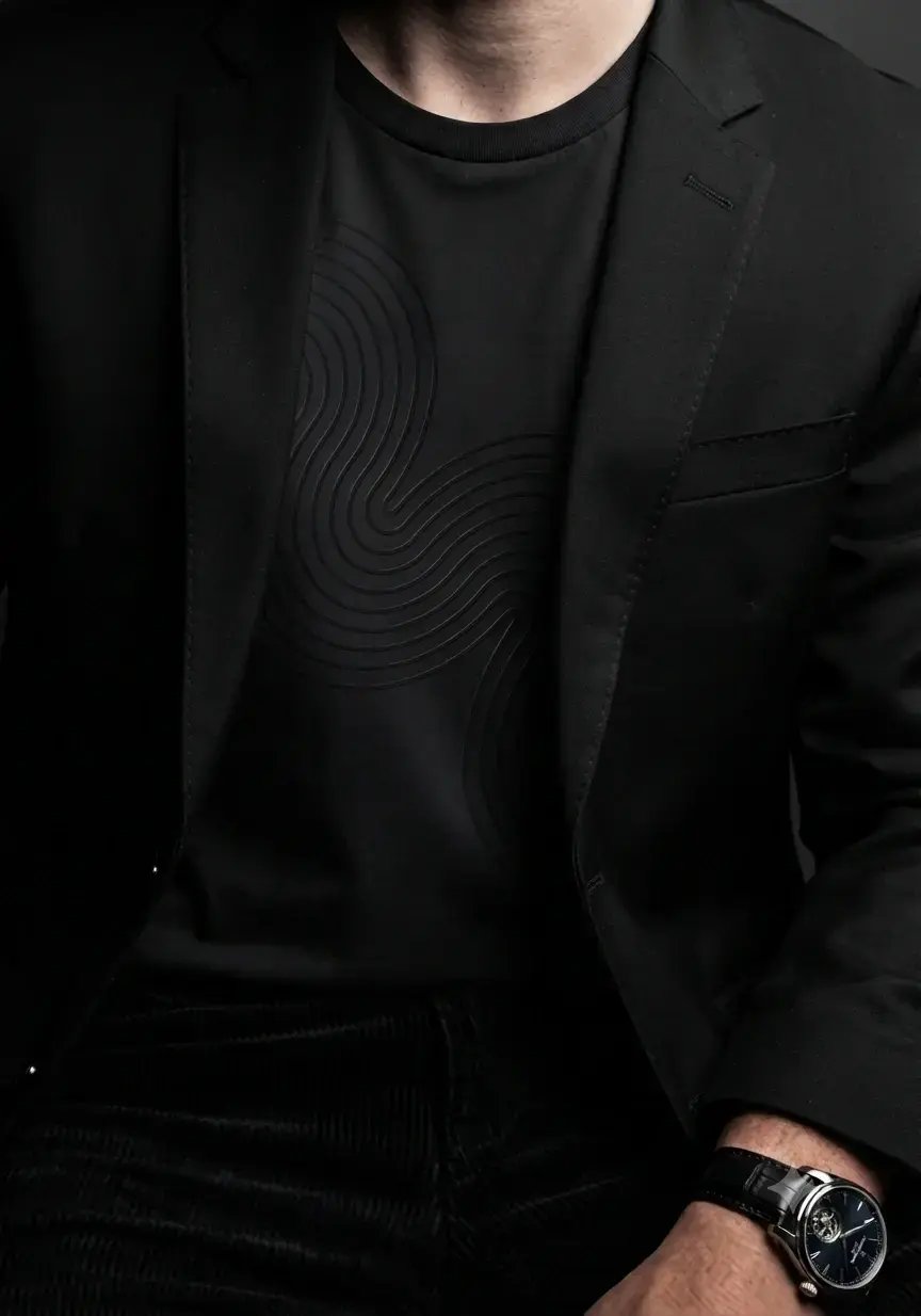 Black-blazer-and-black-t-shirt