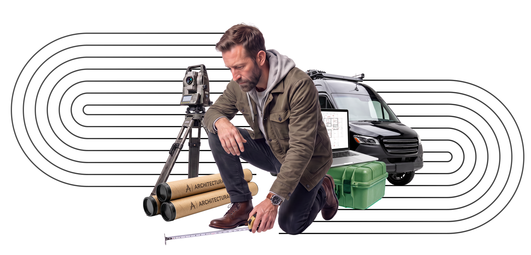 Ontario business owner using surveying equipment