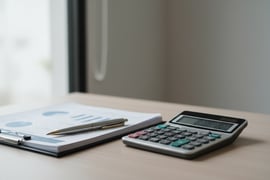 Calculator and paperwork on a desk